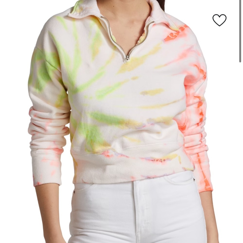 Re/Done Tie‎ Dye Quarter Zip Sweatshirt Cotton S